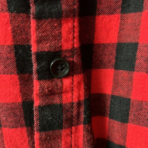 Black Vintage Floral Embroidery Patch Top/ Red & Black Buffalo Plaid Button Up - Picture 4 of 8